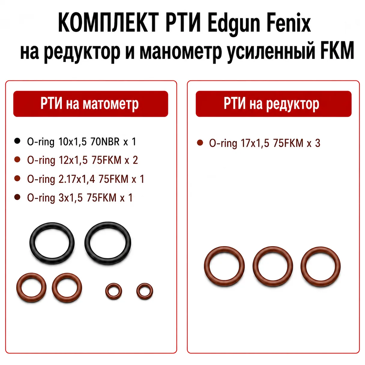 РТИ усиленное для Edgun Fenix на манометр и редуктор
